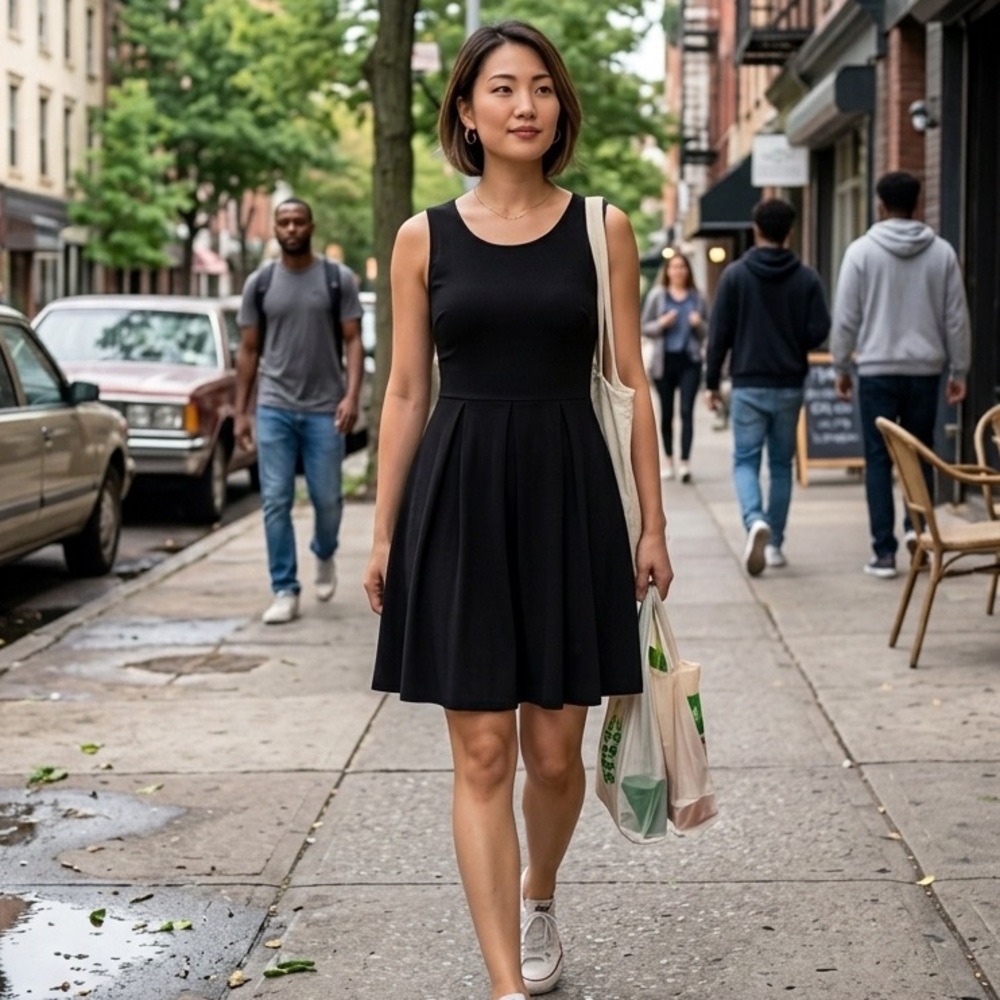 Basic  Black Sleeveless Dress